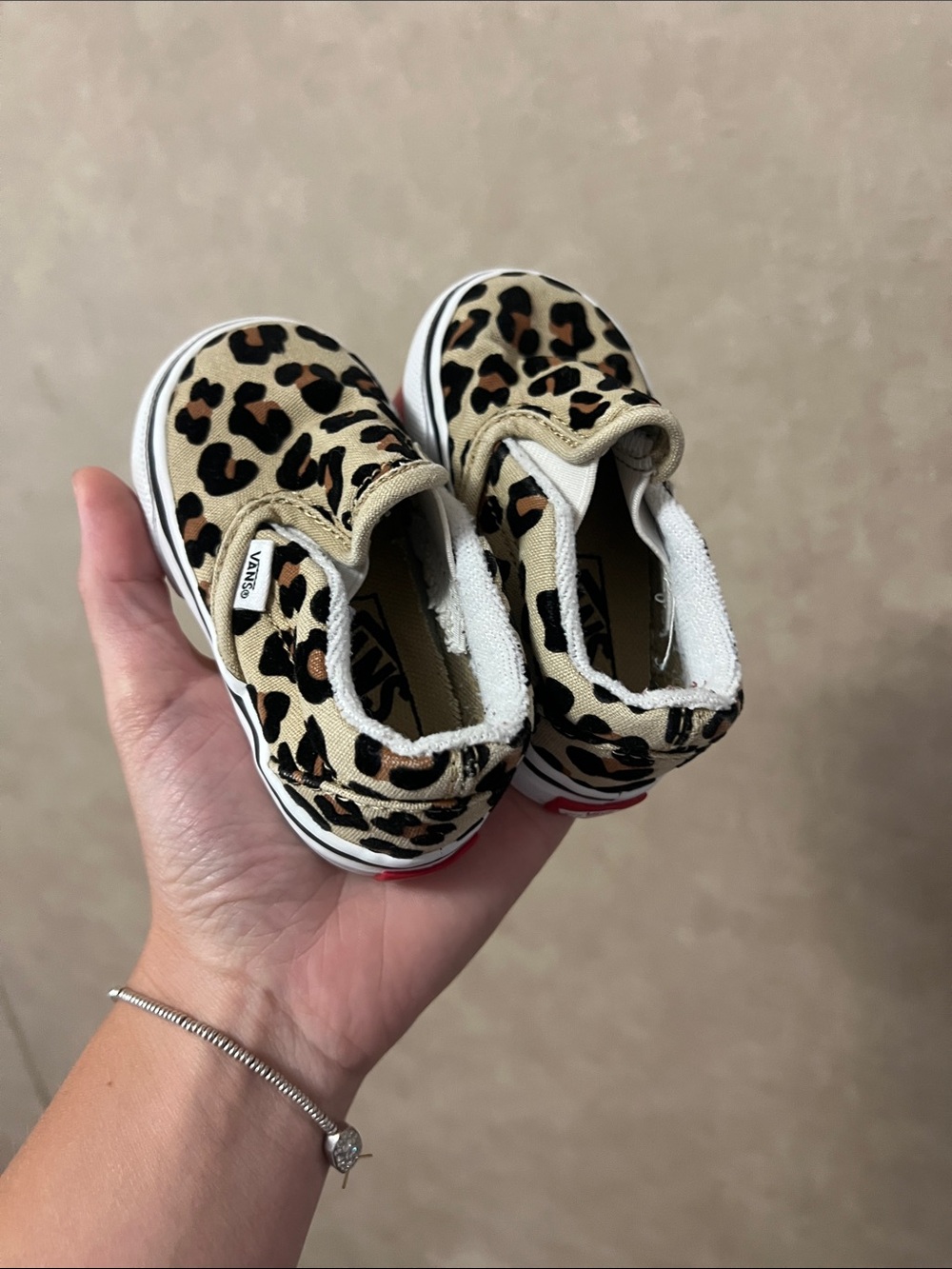 Vans Kids Slip-On Sneakers in Tan and Black Leopard